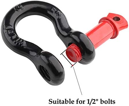 2Pcs 1/2 Inch D Ring Shackle, D Shackle Rugged 12 Ton(26,455 lbs) Maximum Break Strength, 2 Ton (4409 Lbs) Capacity (Pack of 2) โ image 3