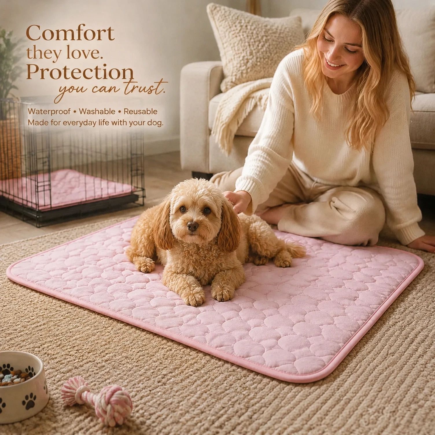 2pcs Pink Ice Silk Pet Pad, Size M (60 × 50cm)