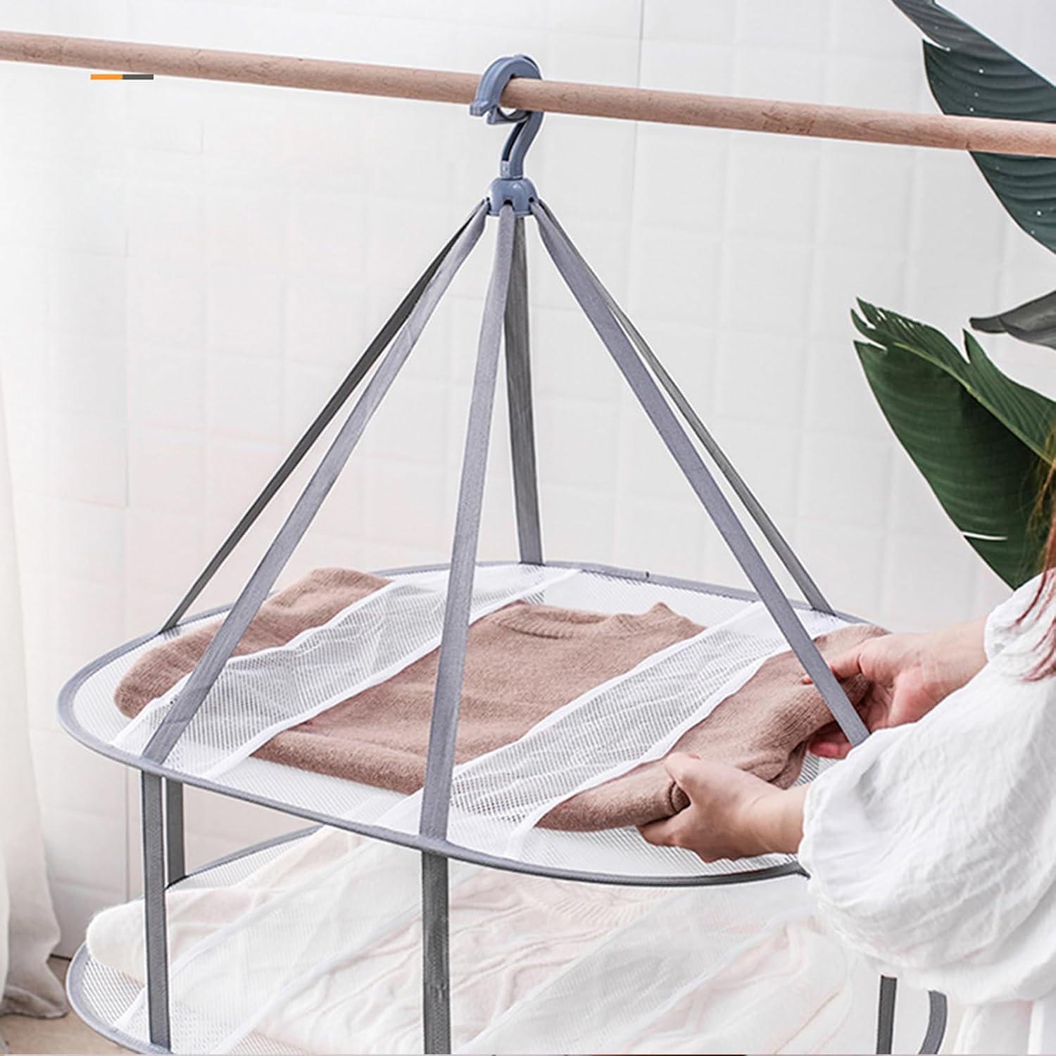 3-Tier Folding Clothes Drying Rack for Flat Drying Wool & Sweaters - Maintains Shape & Prevents Stretching - Space Saving Design — image 2