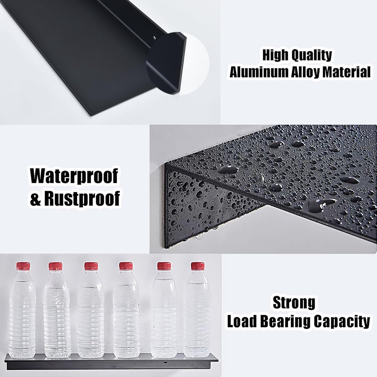 Bathroom Shelf - Wall-Mounted Shower Shelf - 2 Pieces - Soap Holder - Shelf - Modern Design Wall Shelves 30 cm - Bathroom Rack - Organizer - Metal Wall Shelf — image 5
