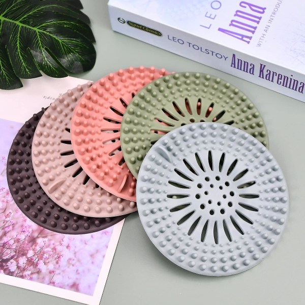 5-pack drain hair catcher, silicone hair stopper Bathtub drain filter, cover Hair trap, hair catcher_max — image 3