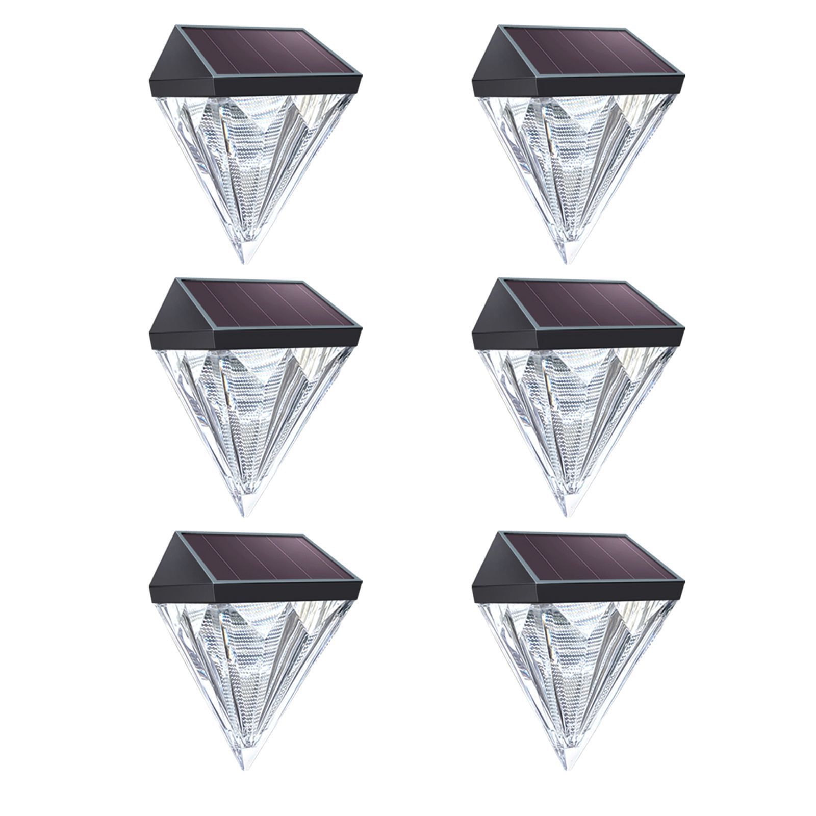 Solar Fence Lights Diamond, 6 Pack Deck Lights Outdoor Waterproof Step Lights Solar Powered for Garden Yard Patio Stair,Wall Mount
