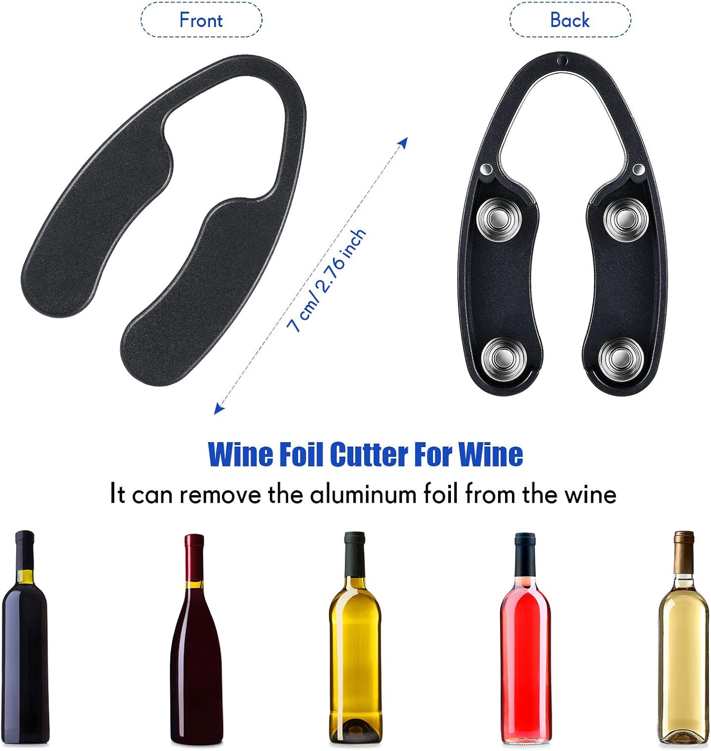 Foil Cutter for Wine Bottles Magnetic Black Wine Foil Tools Stainless Steel ABS Cutters Bottle Opener Top Removes Effortlessly Design for Outdoor Indoor โ image 2