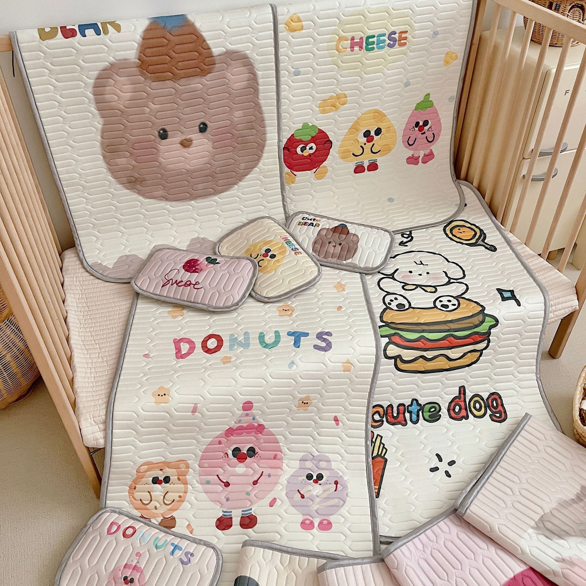 Cute Cat Pattern 2 Piece Set Kids Cooling Pad Set - 60x120cm Cartoon Latex Mattress Protector, Pillow โ image 4