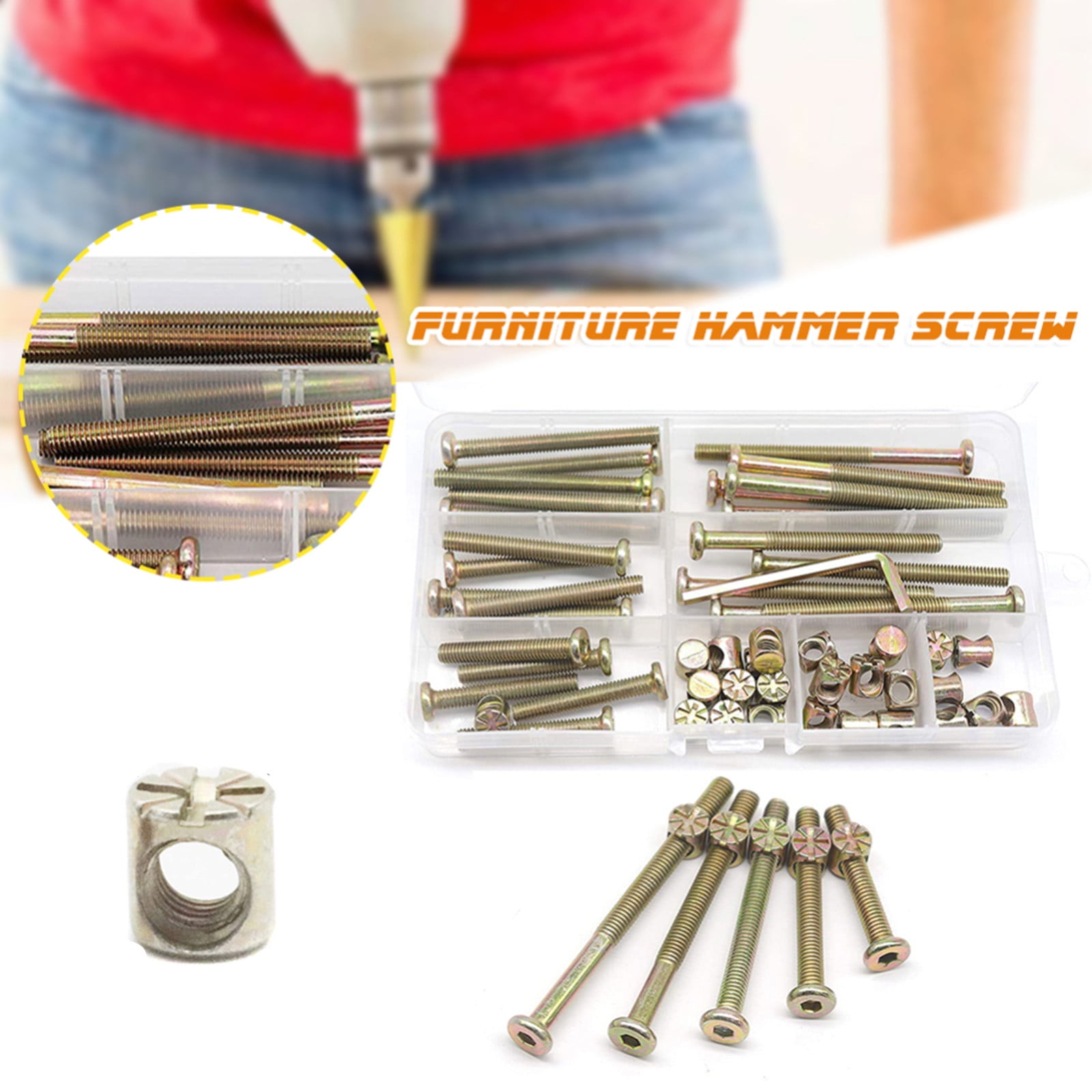 M6x40/50/60/70/80mm Screws Assortment,Plated Screws And Screws Replacement Parts,Bed Frame Bolts and Nuts Kit,Furniture Socket Head Screws For Furniture Beds — image 2