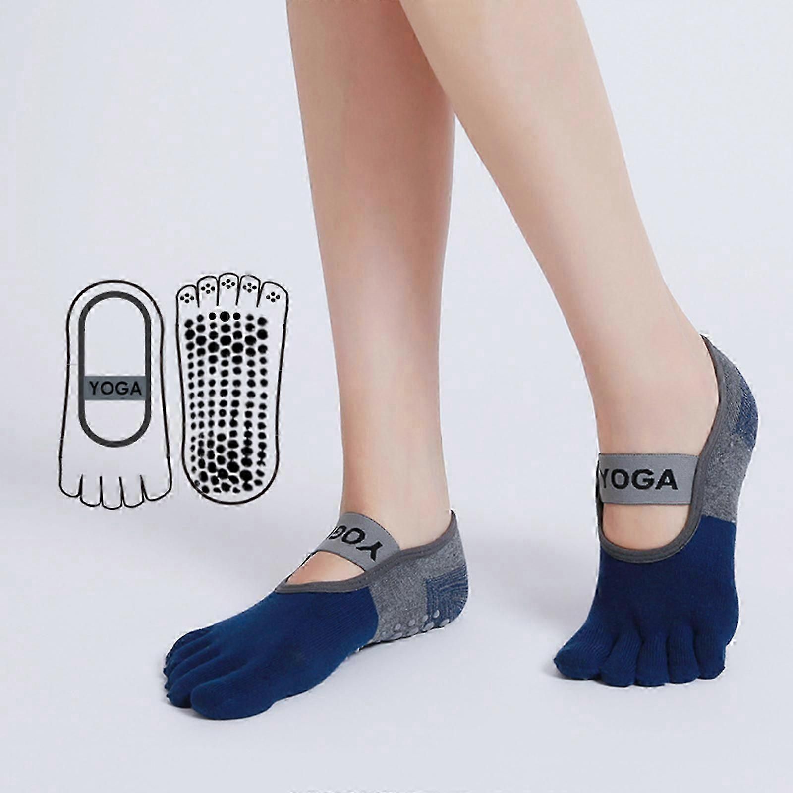 Women's Five Finger Toe Socks Non Slip Yoga Grip Socks Pilates Fitness Dance Sports Socks - Purple โ image 4