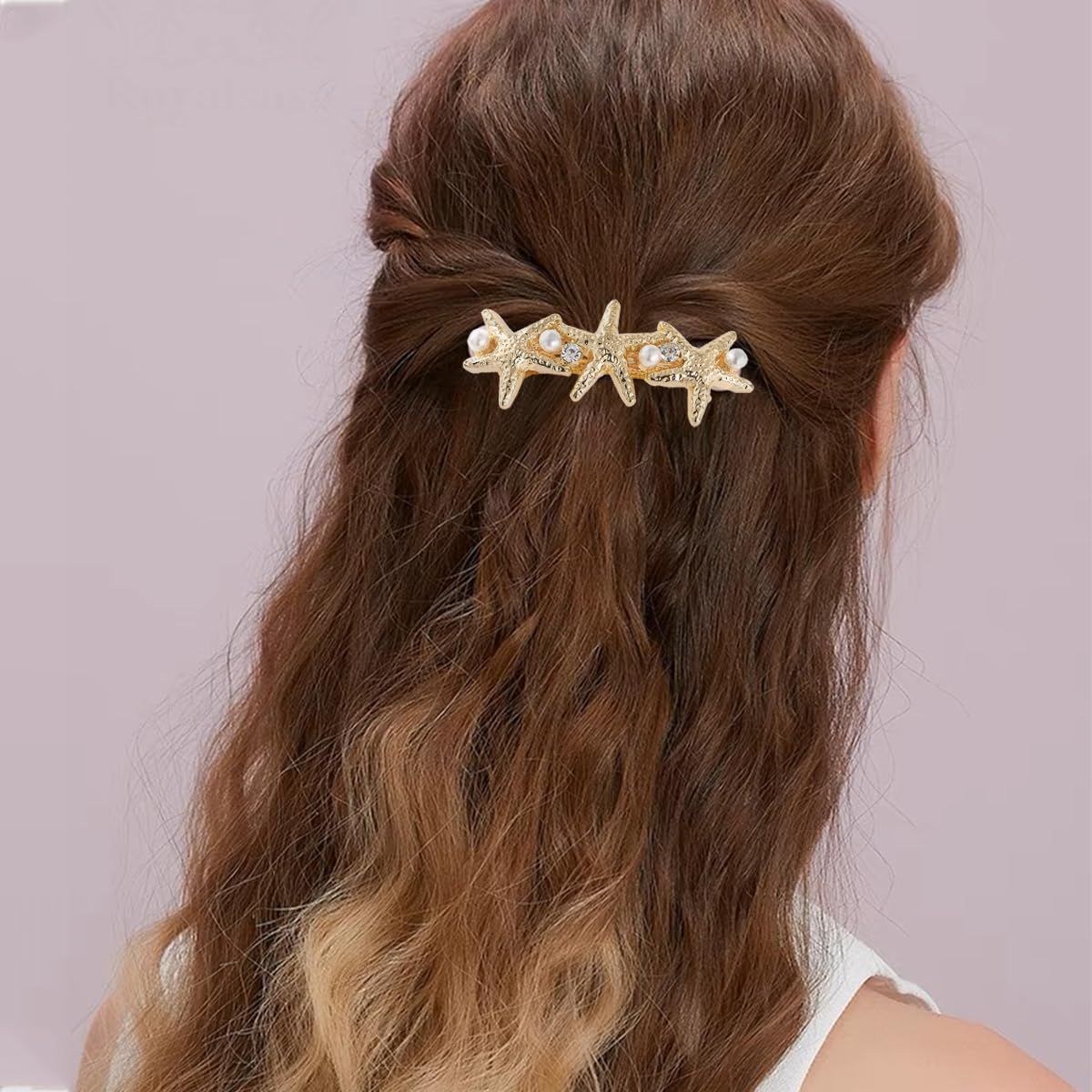 4 PCS Starfish Hair Barrettes for Women Girls Hair Clips Pearl Spring Hair Clip Accessories Women Fashion Ponytail Holders French Barrettes for Thick Hair — image 6