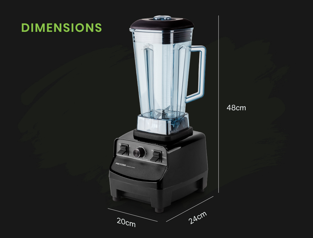 POLYCOOL 2L Commercial Blender Mixer Food Processor Smoothie Ice Crush Black — image 5