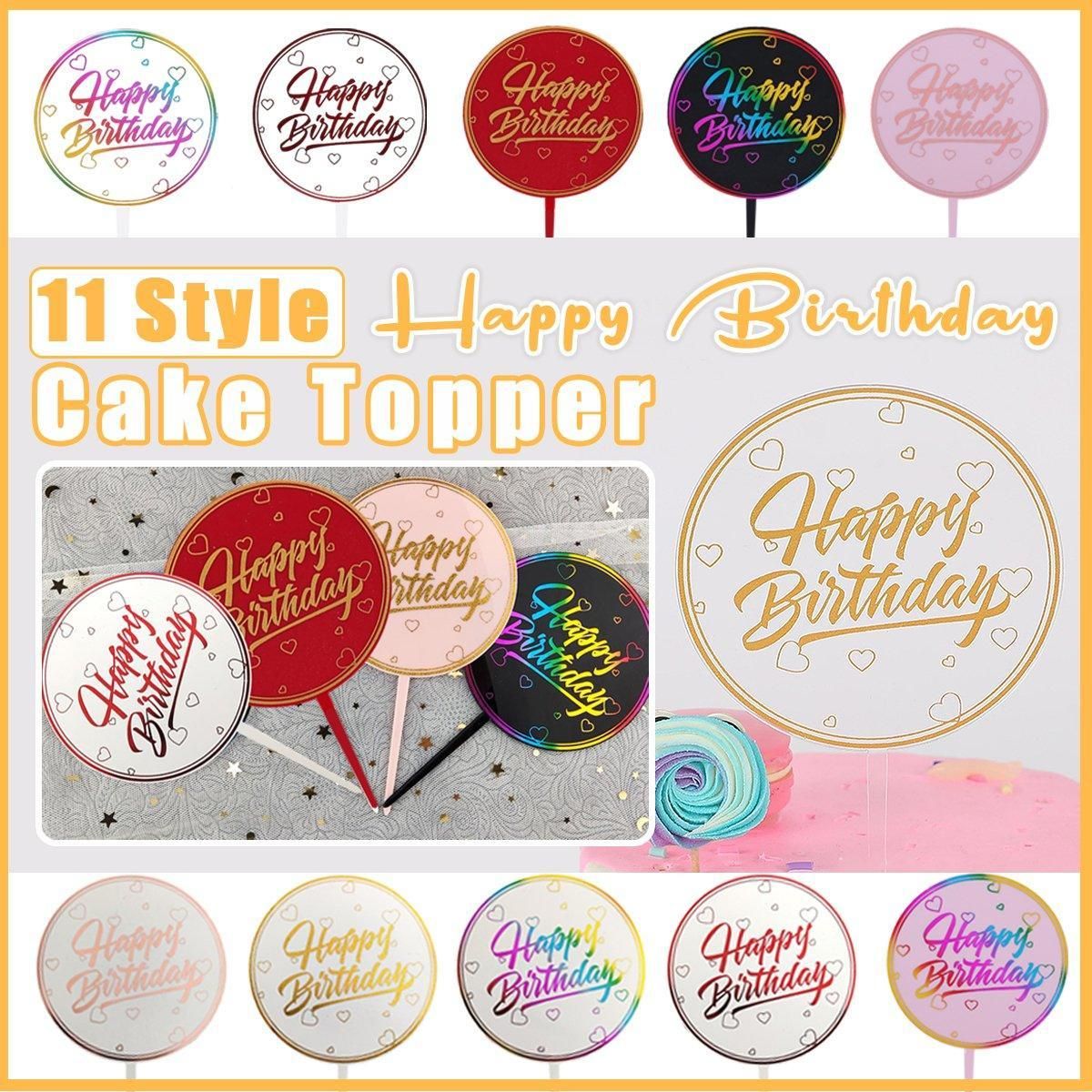 Happy Birthday Anniversary Wedding CakeCardboard Topper Acrylic Party Decoration - 15 โ image 2