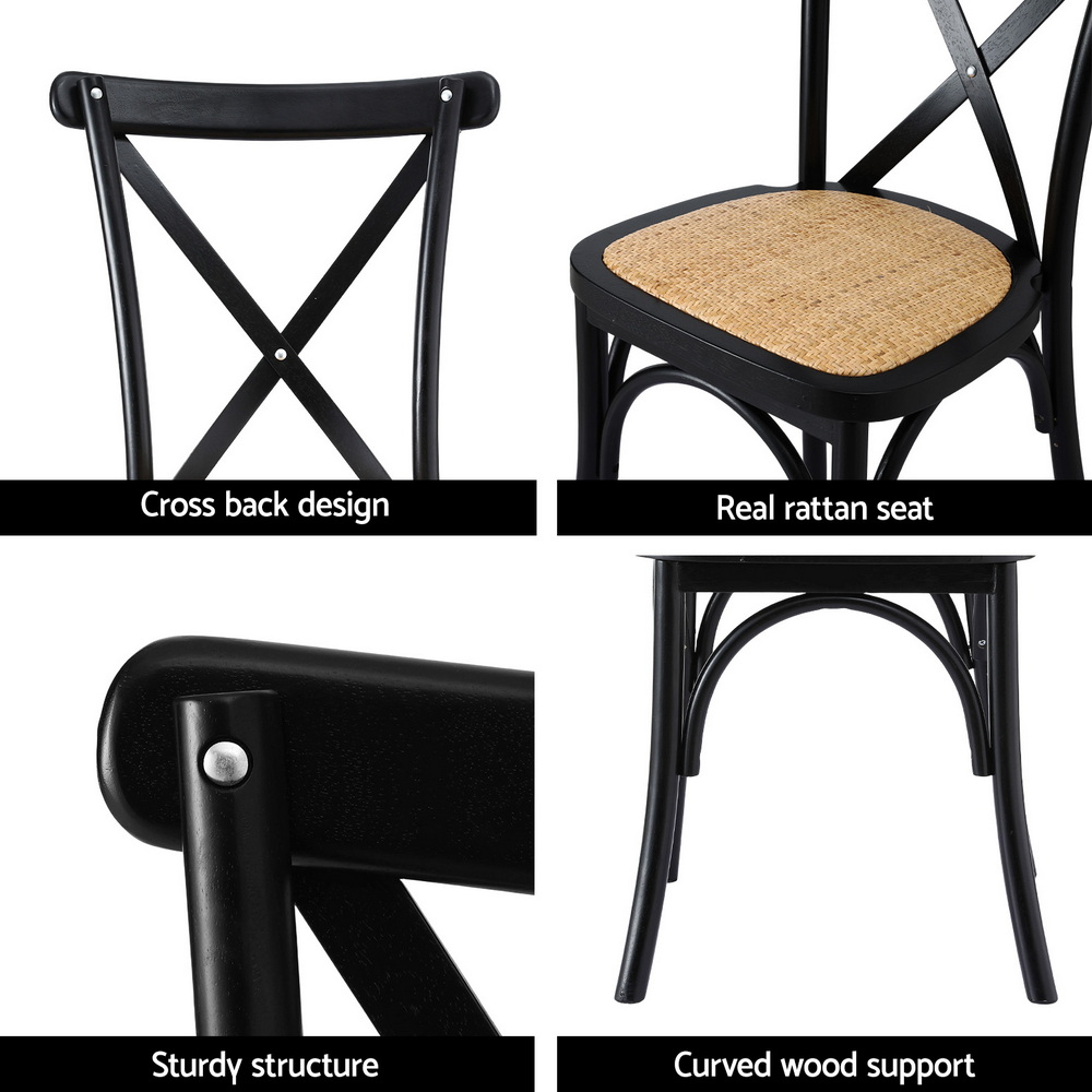 Artiss 4x Dining Chairs Rattan Wooden Kitchen Accent Chair Cafe Lounge Rubber Wood โ image 6