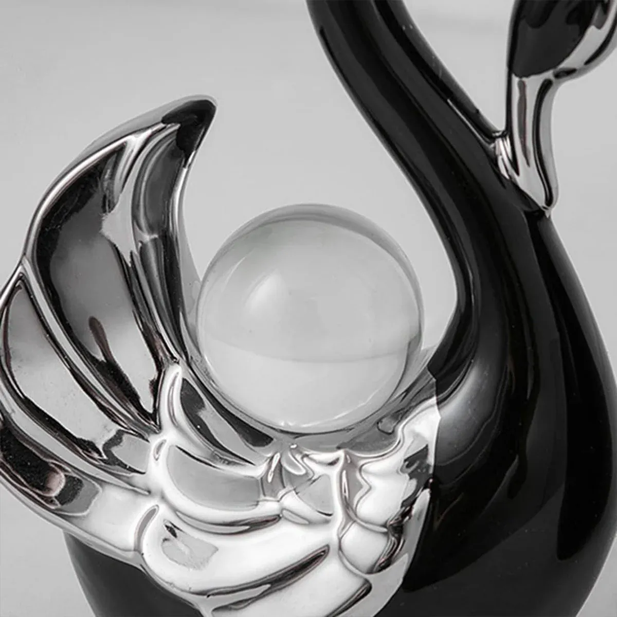 Swan Ceramic Tabletop Ornament Set Home Decor Figurine Gift Room Decoration Art - Black — image 5