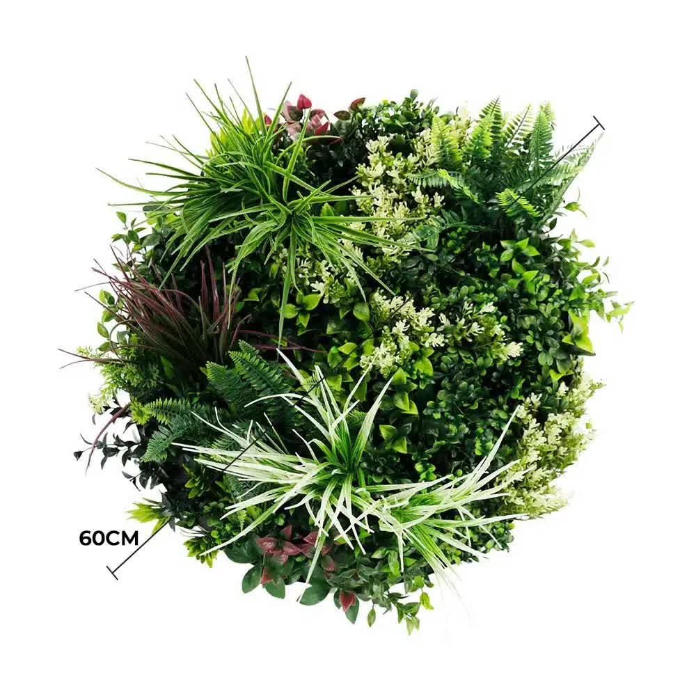Slimline Artificial Green Wall Disc Art 60cm Colour Fresh UV Resistant (White) — image 2
