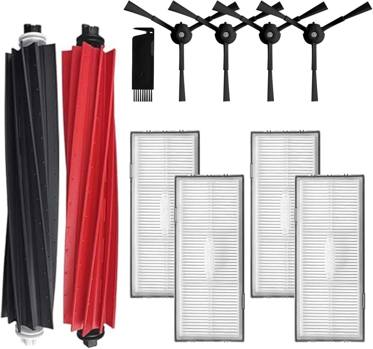 Replacement Parts Accessories Compatibale for S8 Pro Ultra / S8 / S8+ Robotic Vacuum Cleaners Include: 1 Dual Roller Main Brush 4 Side Spin Brushes 4 Hepa