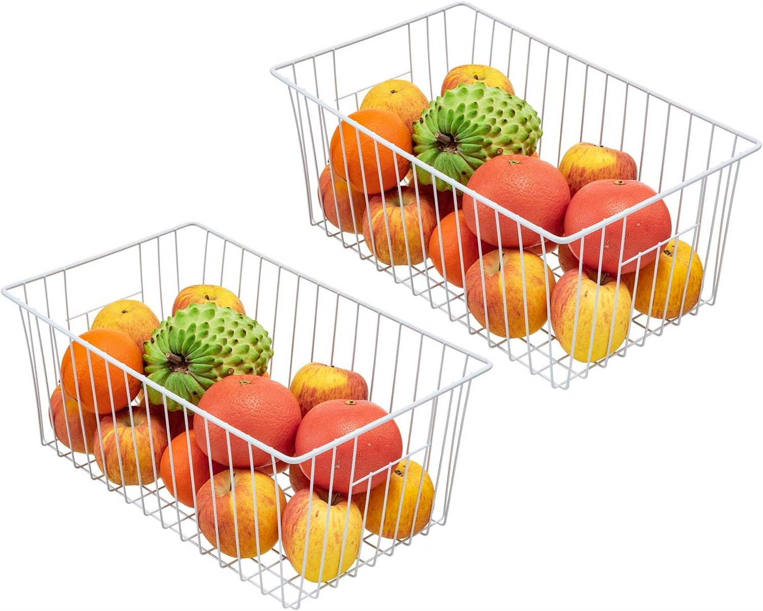 2Pcs Wire Storage Baskets,Metal Storage Basket for Organizing,White Wire Storage Freezer Baskets for Closet,Bedroom,Bathroom,Office — image 6