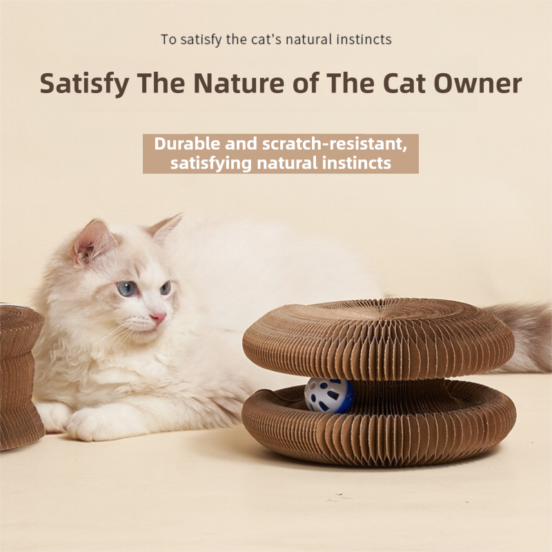 2-Pack Creative Accordion Cat Scratcher (Cat Head Design, 23x23x10CM) - Reversible Honeycomb Material Scratch Pad & Lounge Mat for Stress Relief — image 2