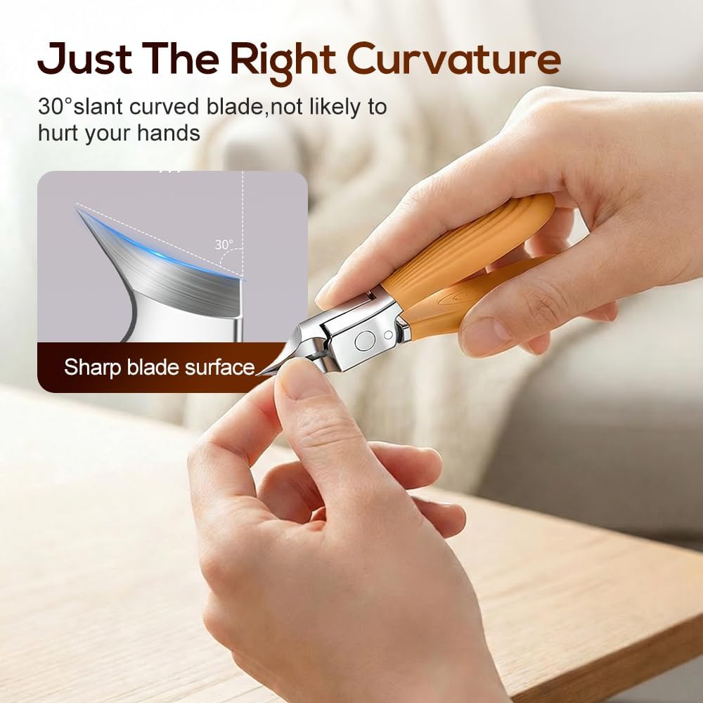 Wide Jaw Opening Anti-Splash Slanted Nail Clipper, Curved Blades for Ingrown & Thick Nails, Ergonomic Fingernail Toenail Clippers for Home e (Comb) — image 3