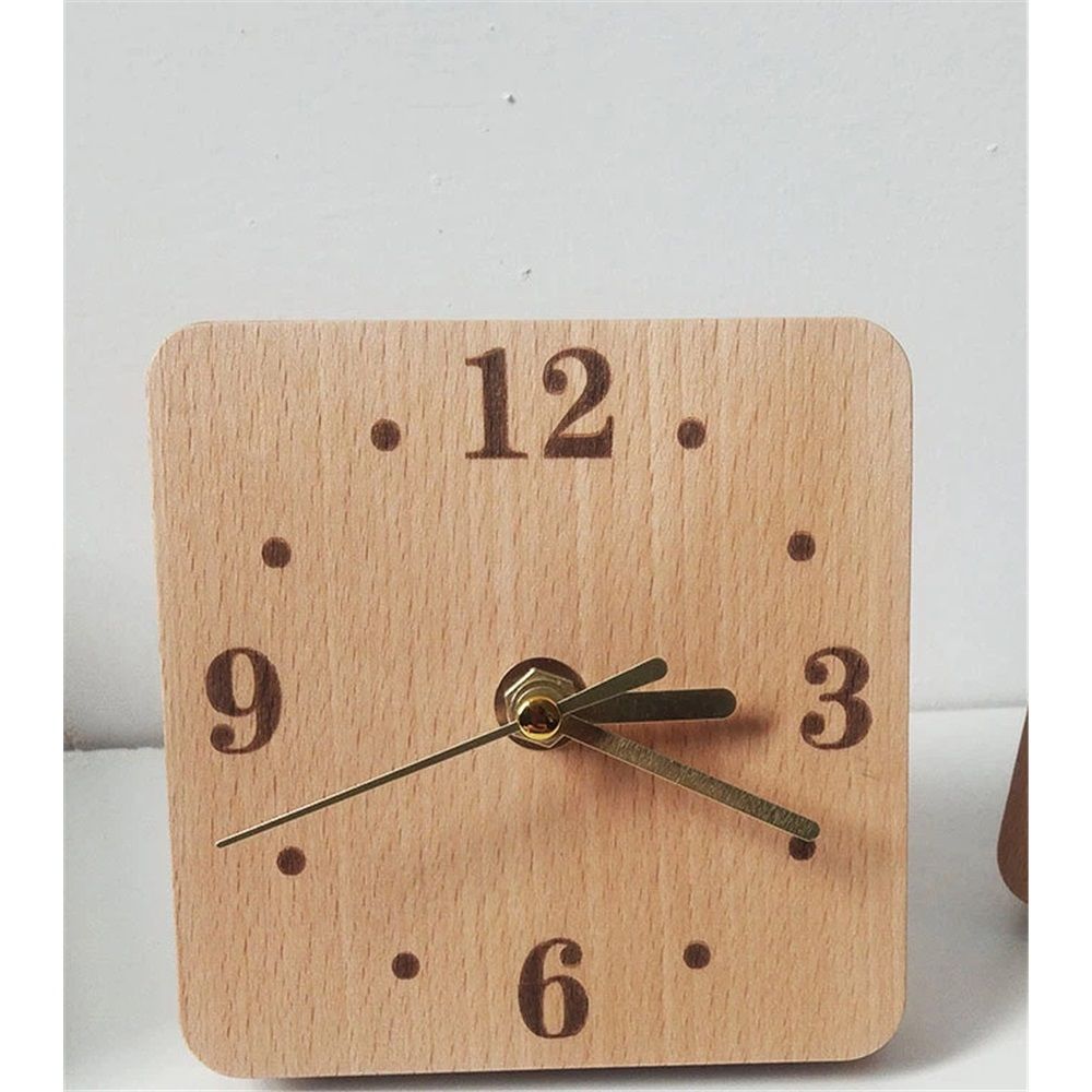Wooden Desk Clock, Small Analog Clock Desktop Decoration, Modern Desk and Shelf Clock, Silent Non-Ticking Battery Operated Table Clock, Mantel Clock for — image 3