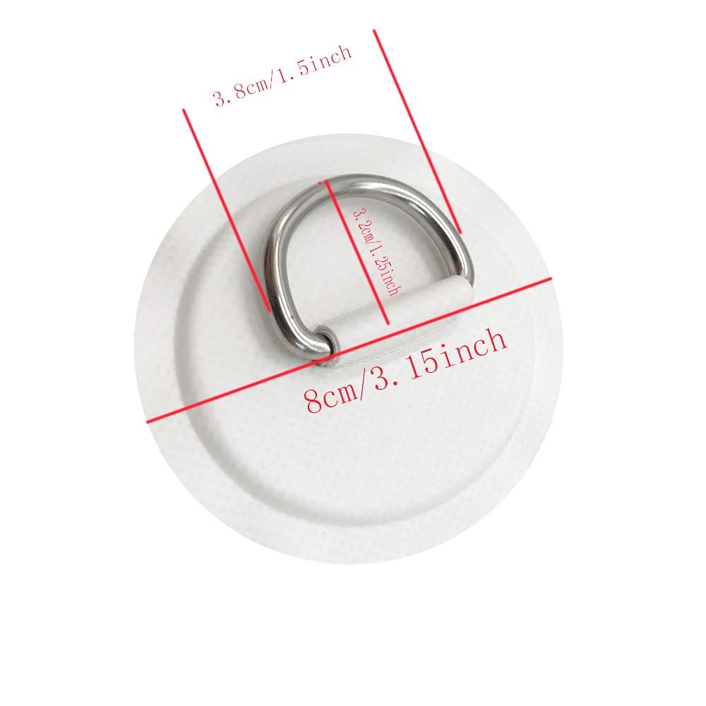 4 Pieces Pad/Patch D Rings for PVC Inflatable Boat Canoe Raft Stainless Steel D-Ring Patch Dinghy Kayak Surfboard Paddle Board โ image 2