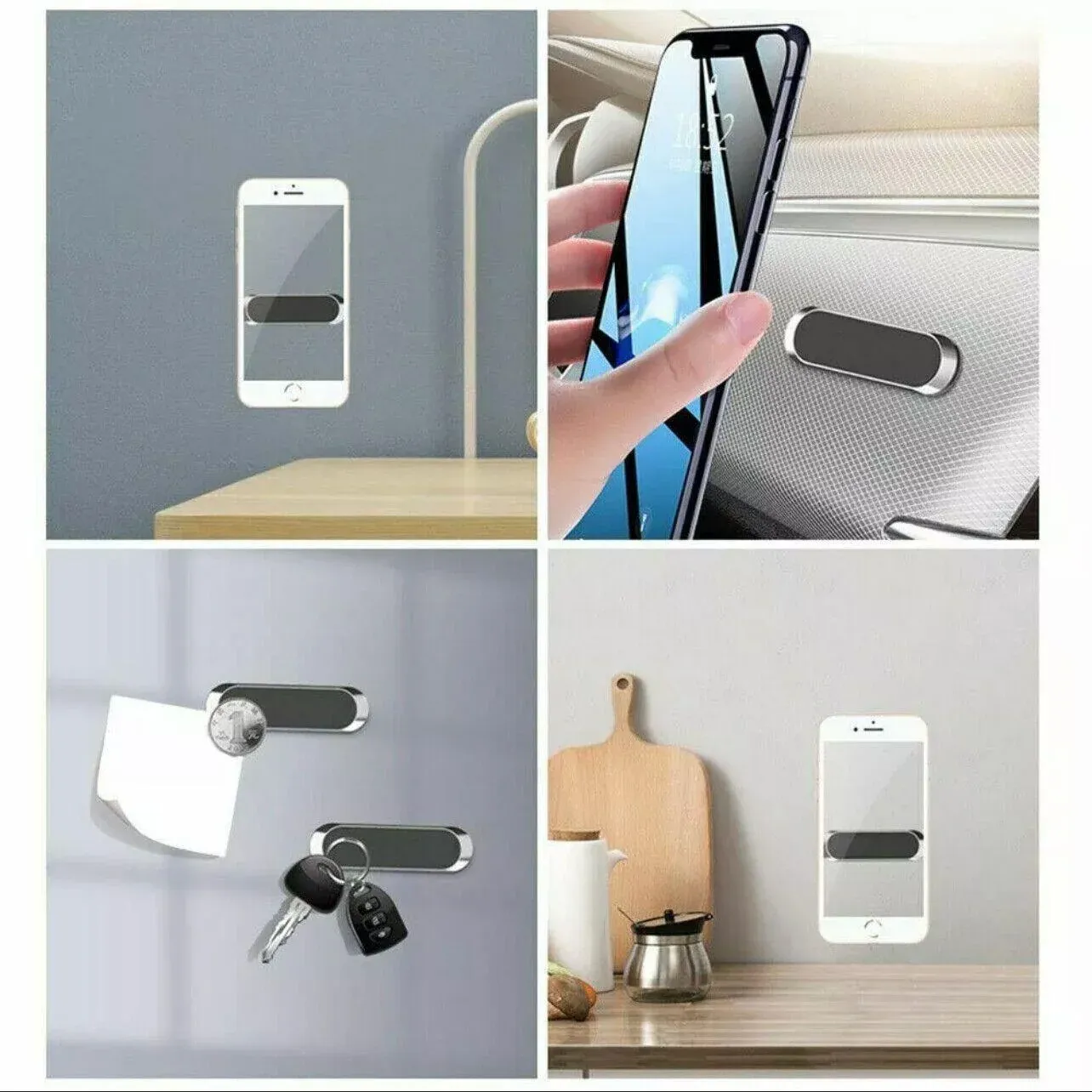 Phone Holder Mount Dashboard Stand for Car Mobile Smartphone Mini Size Grip Pad - Silver *1 Unit — image 5