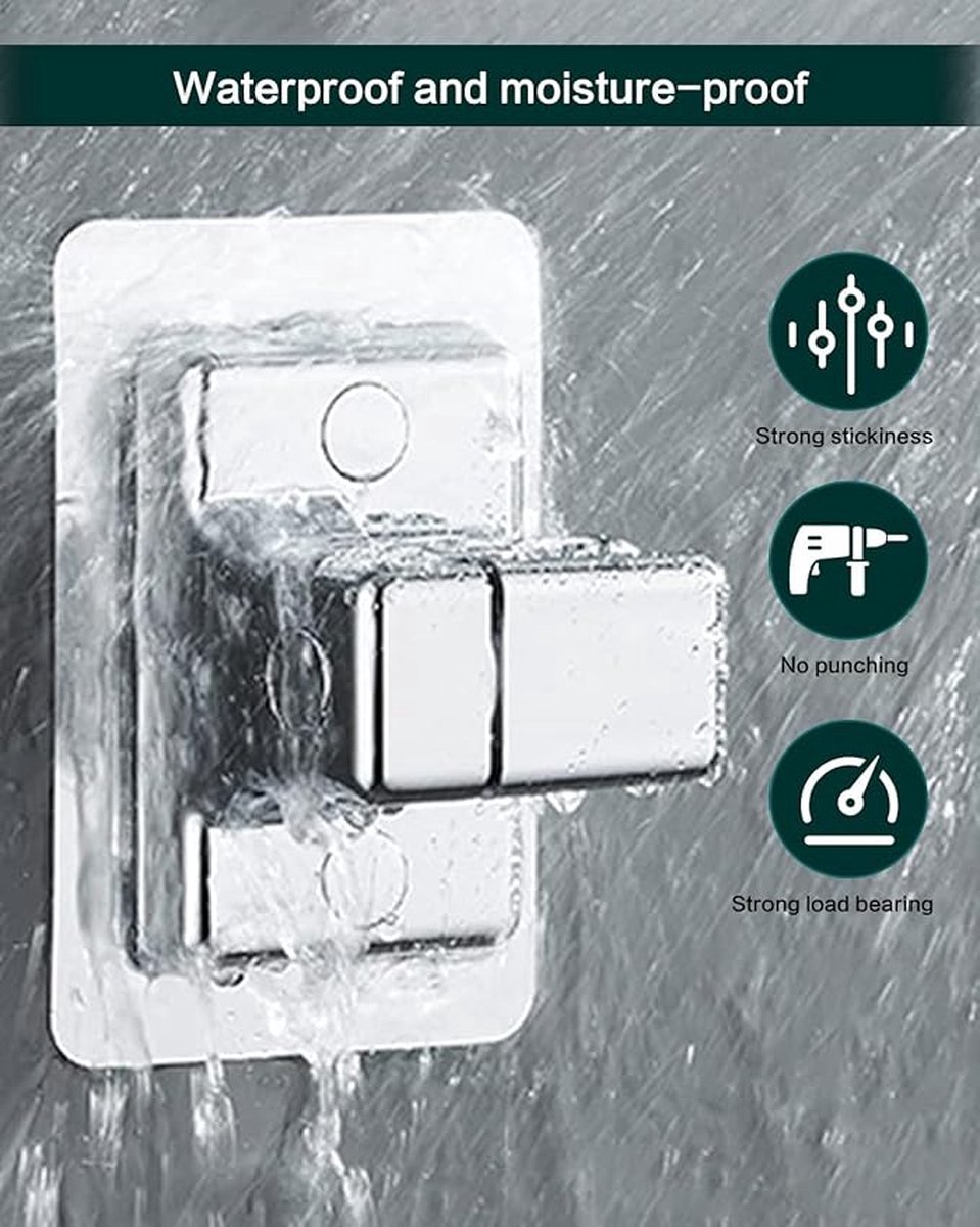 Shower Head Holder - 360° Adjustable - Hand Shower Holder - Strong Paste - Water Resistant - No Drilling Required - Moisture Resistant - Self-Adhesive — image 4