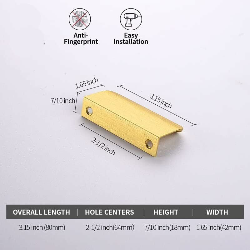 Invisible Gold Handle, 10 Pieces Gold Handle Gold Furniture Handle Invisible Furniture Handle Center Distance 64Mm — image 2