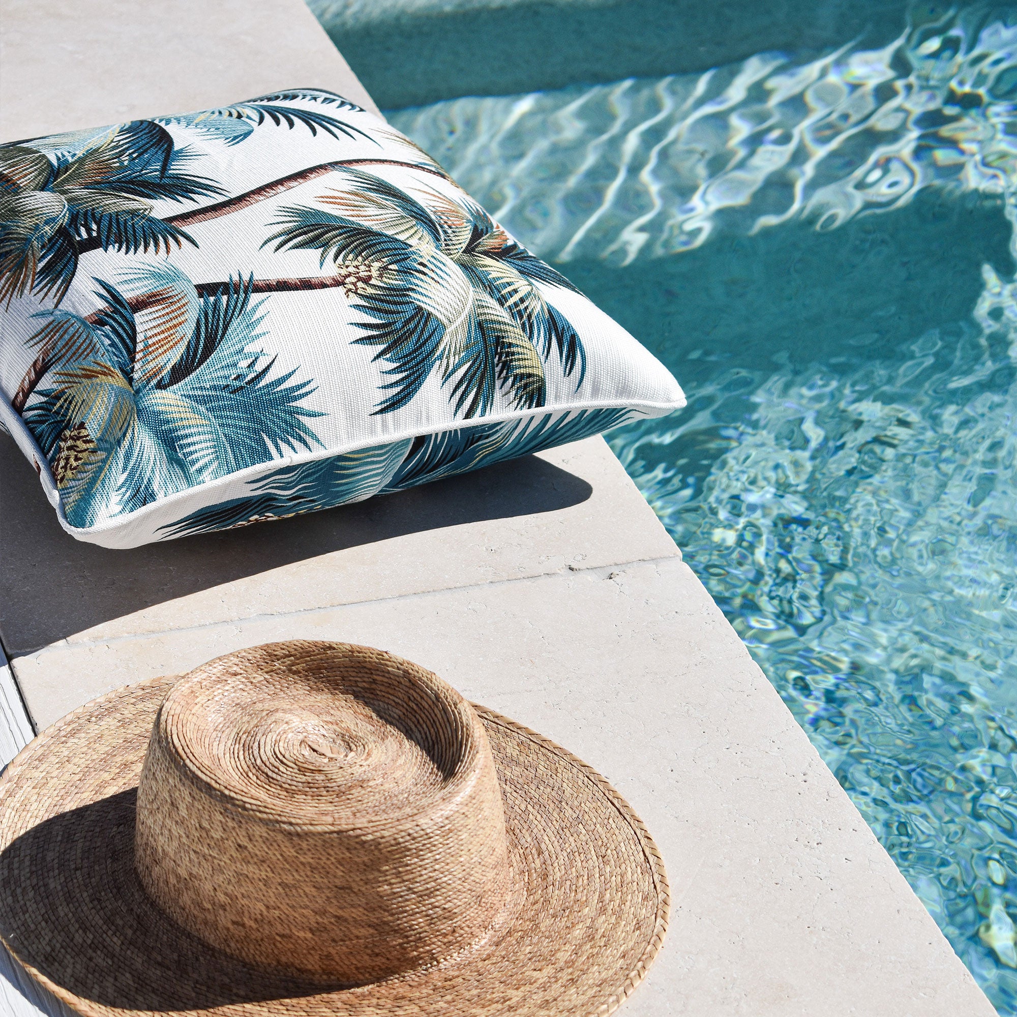 Cushion Cover-With Piping-Palm Trees White-45cm x 45cm — image 2