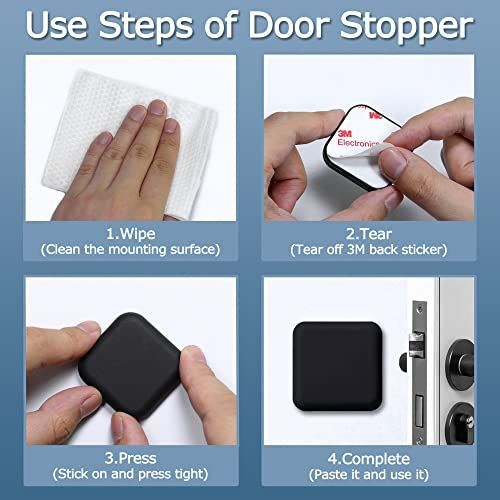 4Pack Door Stoppers Wall Protector Buffer Guard Doorknob Door Handle Bumper Self Adhesive Silencer Soft Rubber Crash Pad for Home Office - Black — image 3