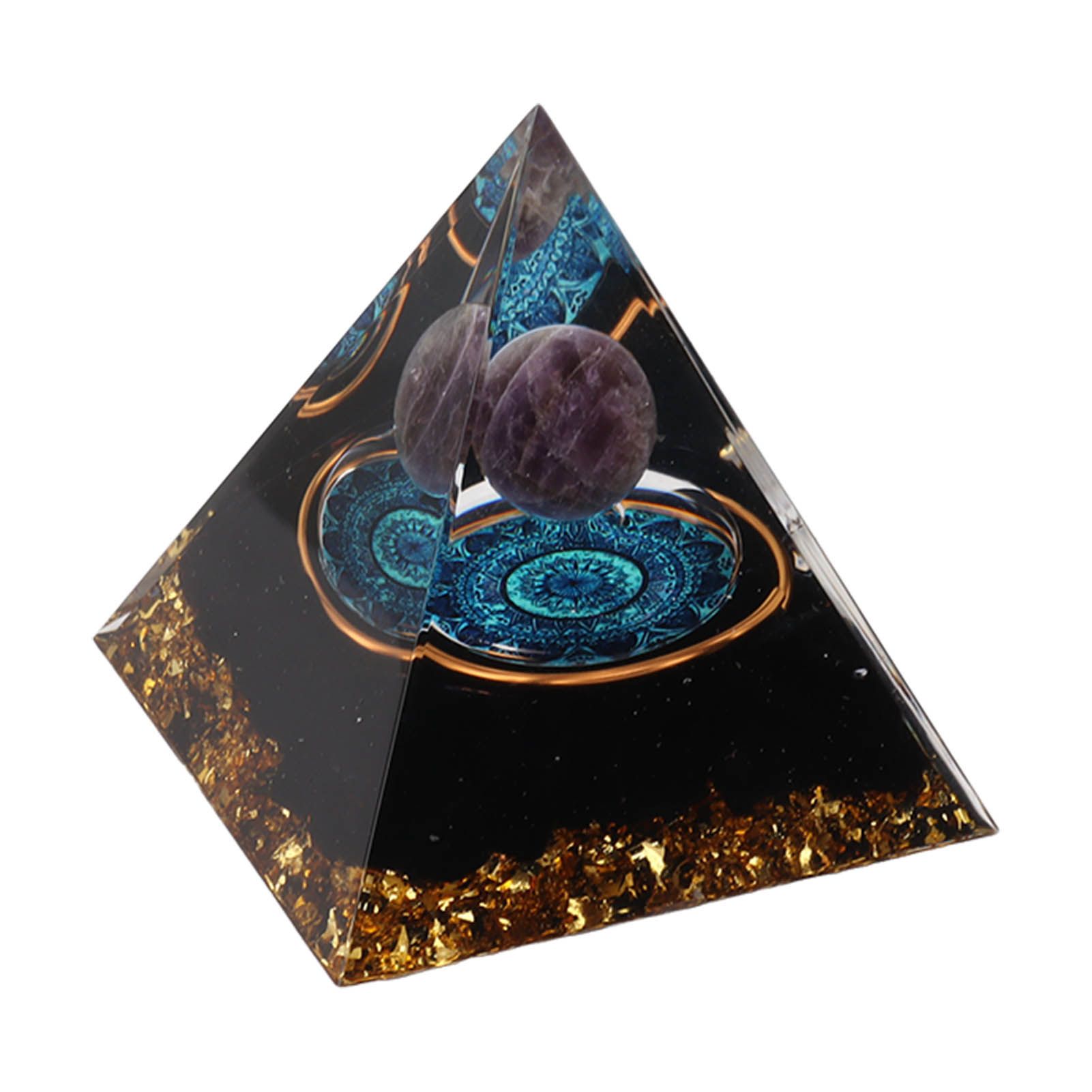 Crystal Epoxy Pyramid Decoration Hand Made 6cm Home Pyramid Desktop Ornament for Positive Energy — image 4