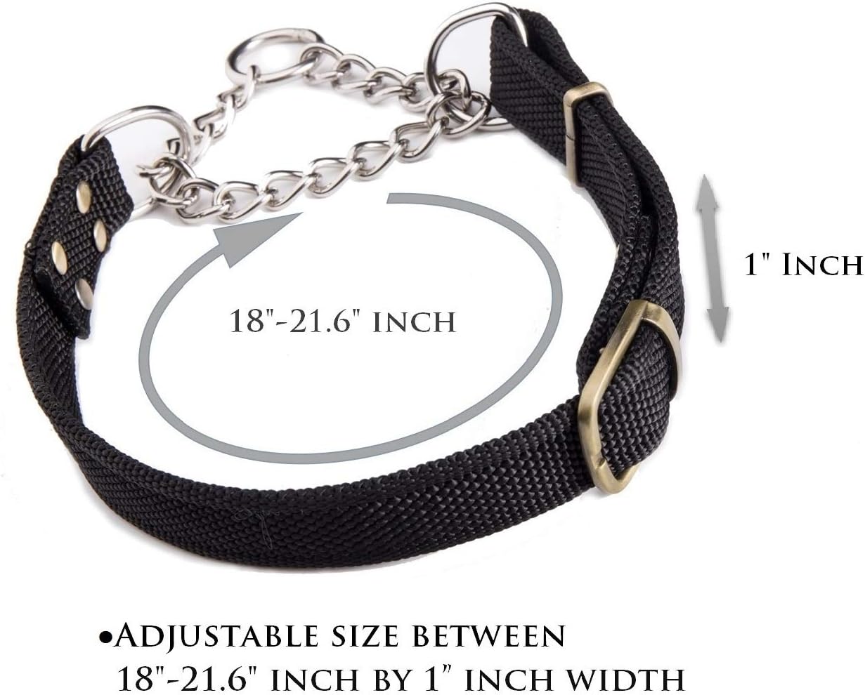 Stainless Steel Nylon Chain Martingale Collar Comfort Heavy Duty Large Dog Collar Escape Perfect for Training Walking Running and High Activities 250lb Pull — image 4