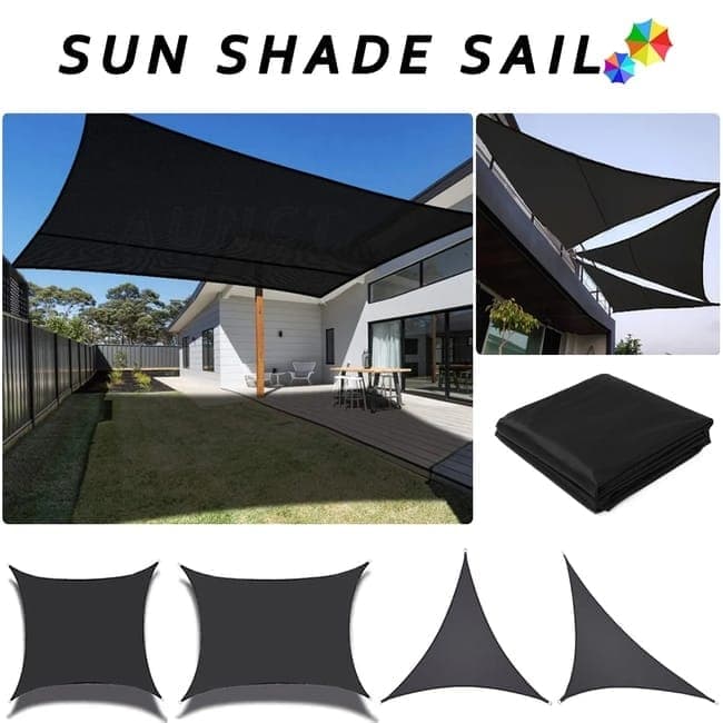 5x5x5m Waterproof Outdoor Triangular Sun Sail UV Protective Shade Net for Camping Garden and Pool, Dark Yellow — image 4