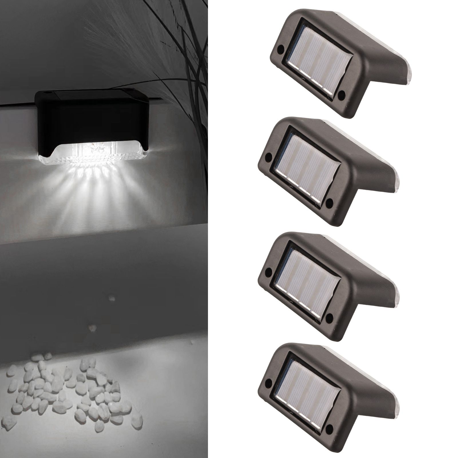 4 Pcs Solar Step Light White Lighting Waterproof High Strength Solar LED Deck Light Outdoor Stair Lamp — image 6