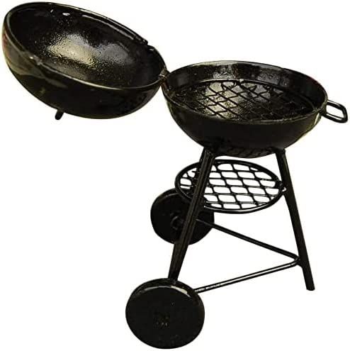Miniature BBQ Grill Oven Model 1:12 Dollhouse Cooking Tool Garden Decoration Accessories Roasting Cart Firewood Rack Holder (Round) — image 3