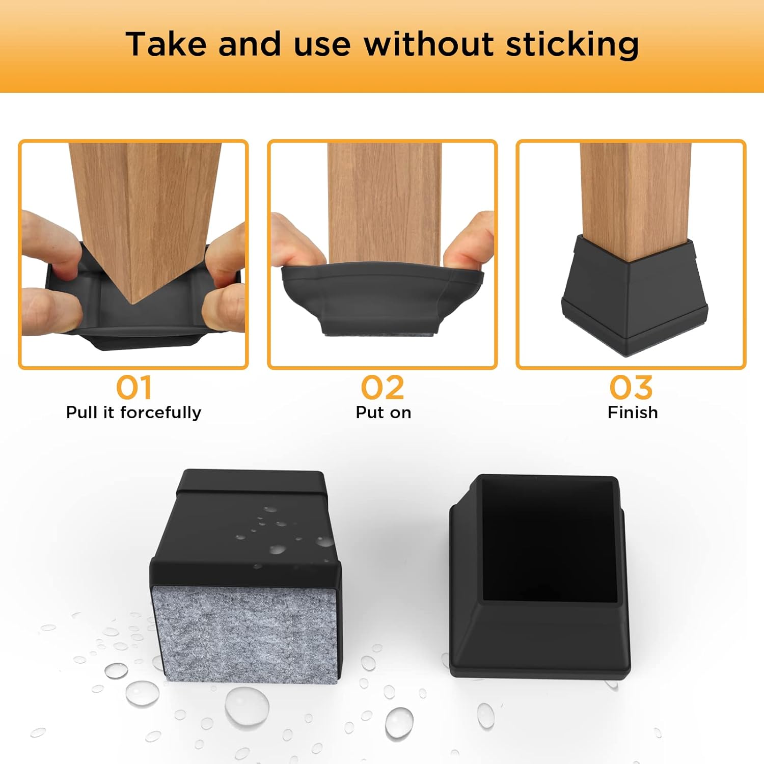 16 PCS Square Silicone Chair Leg Floor Protector, Chair Leg Cover, Furniture Leg Protector, Mobile Table and Chair Leg Cover, Protect The Floor from β image 4
