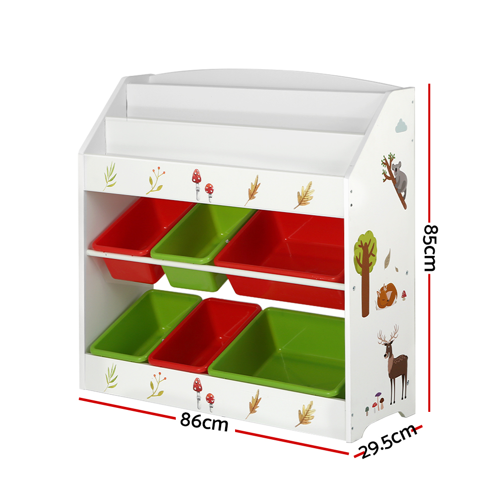 Keezi 3 Tiers Kids Bookshelf Storage Children Bookcase Toy Box Organiser Rack 6 Bins โ image 4