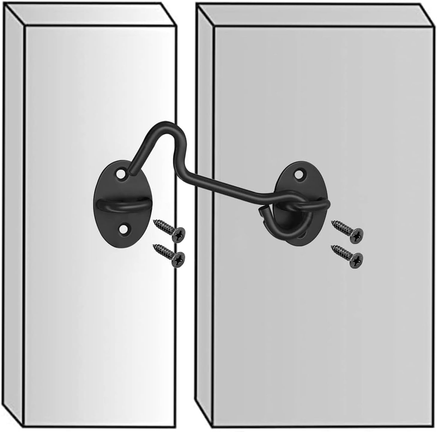 3-inch Heavy Duty Hook and Eye Latch - 1x Barn Door Lock, 4X Mounting Screws - Stainless Steel Hooks for Door, Windows, Sheds, Fences, Gates, Closets, Cabinets — image 6