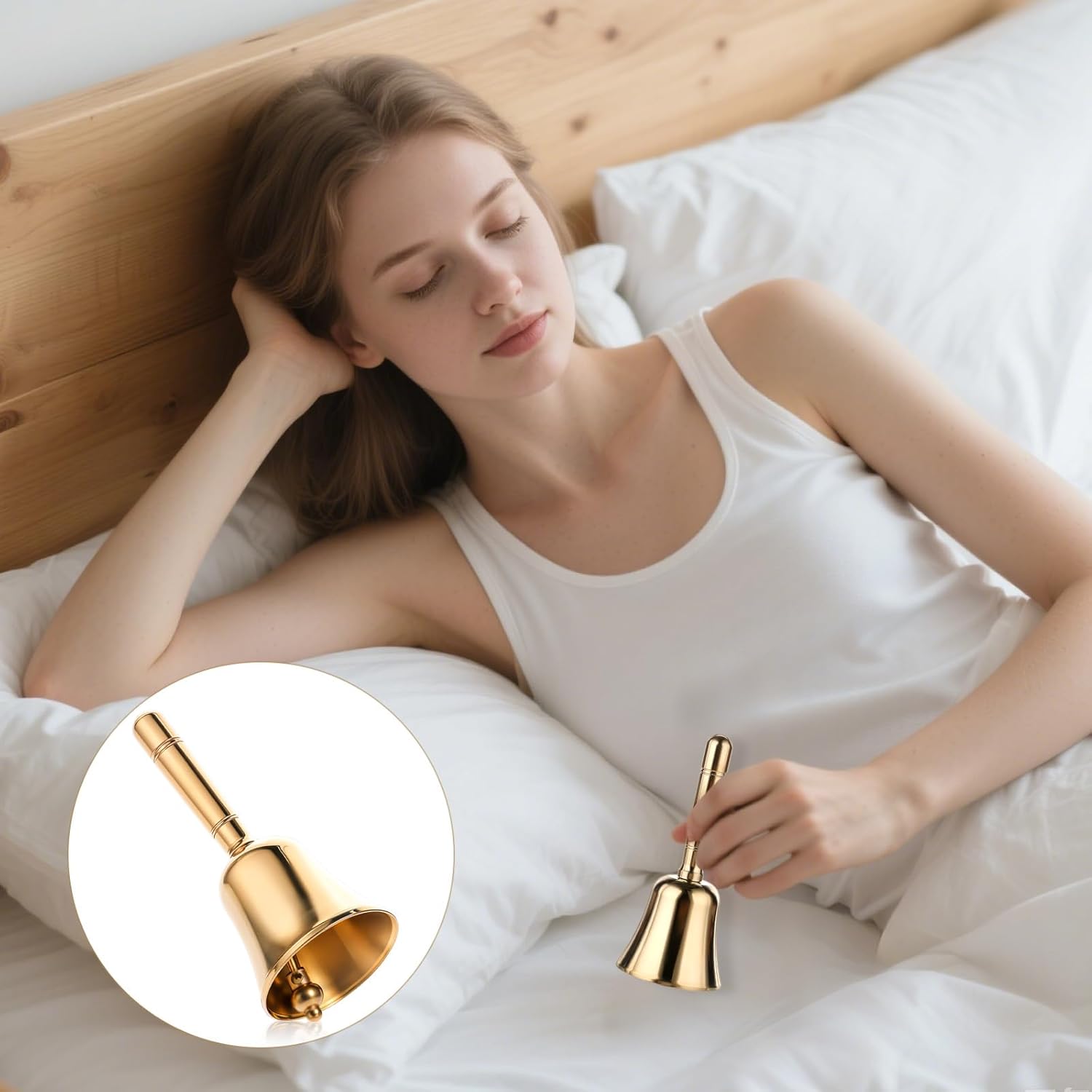 Dinner Bell, Super Loud Solid Brass Call Bells with Metal Handle, 3.9" Small Ring Handbell for Wedding, Classroom, Meditation, Animal Training, Teaching and — image 6