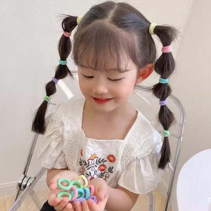 100PCS Colorful Elastic Hair Ties for Girl Ponytails High Stretch Hair Bands Set - Spring โ image 5