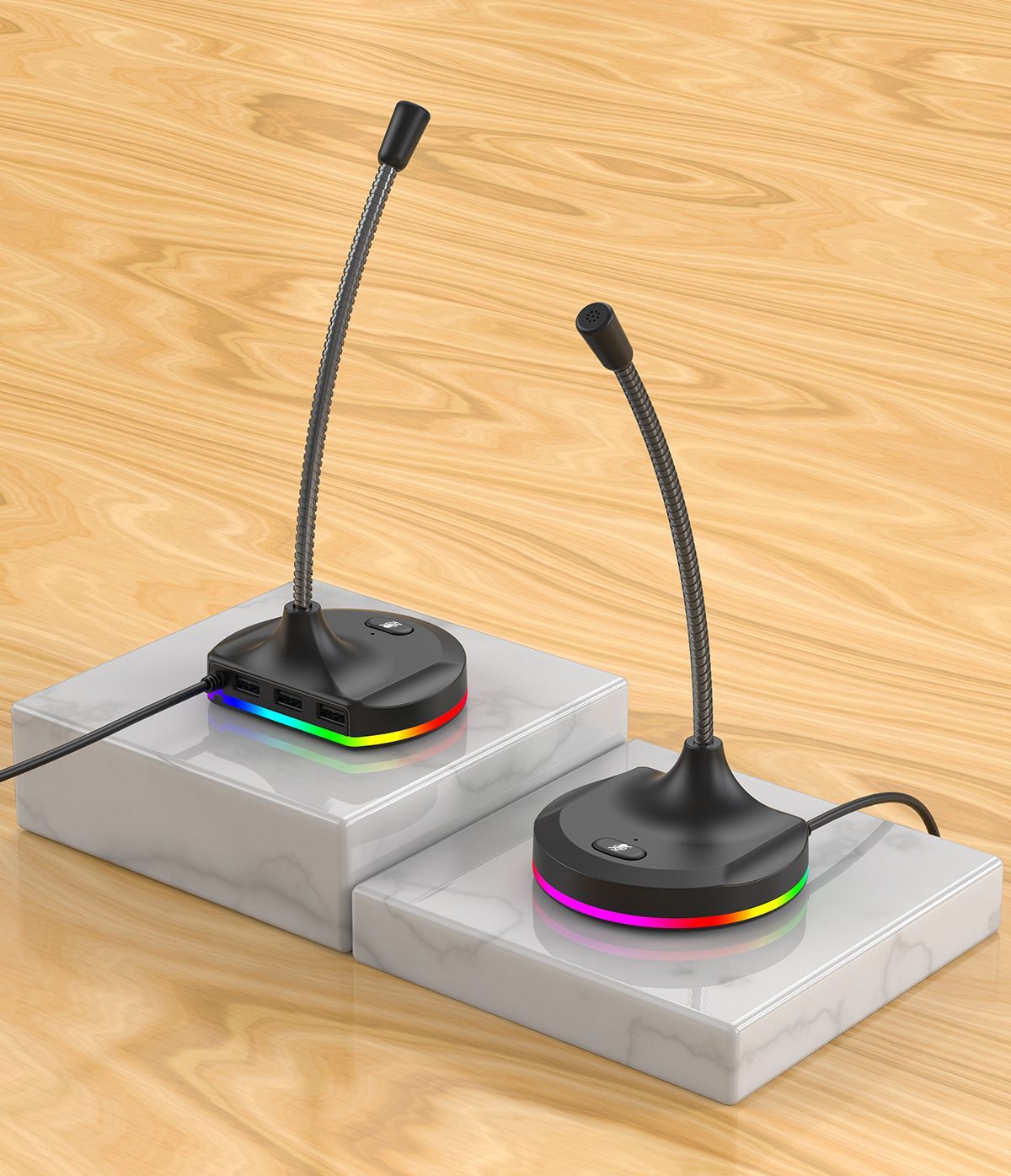 RGB Desktop Microphone 3 USB HUB Model Black โ image 2