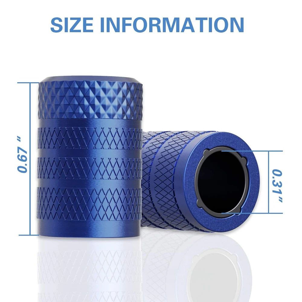 4-Pack Blue Aluminum Car Tyre Valve Stem Caps - Heavy Duty Dustproof Air Valve Covers with Internal Anti-Seize Plastic Lining for Cars SUVs Trucks โ image 4
