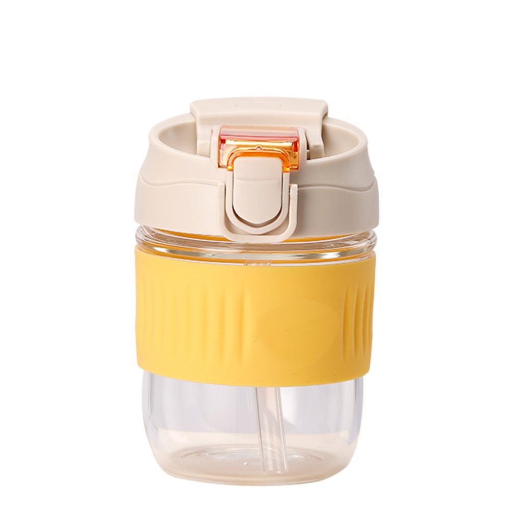 Coffee Mug with Straw & Lid β Multipurpose Jar Style Can Sipper for Green Tea, Milk, Juice, Smoothies & More β Reusable Drinking Cup for Home & Office (yellow)