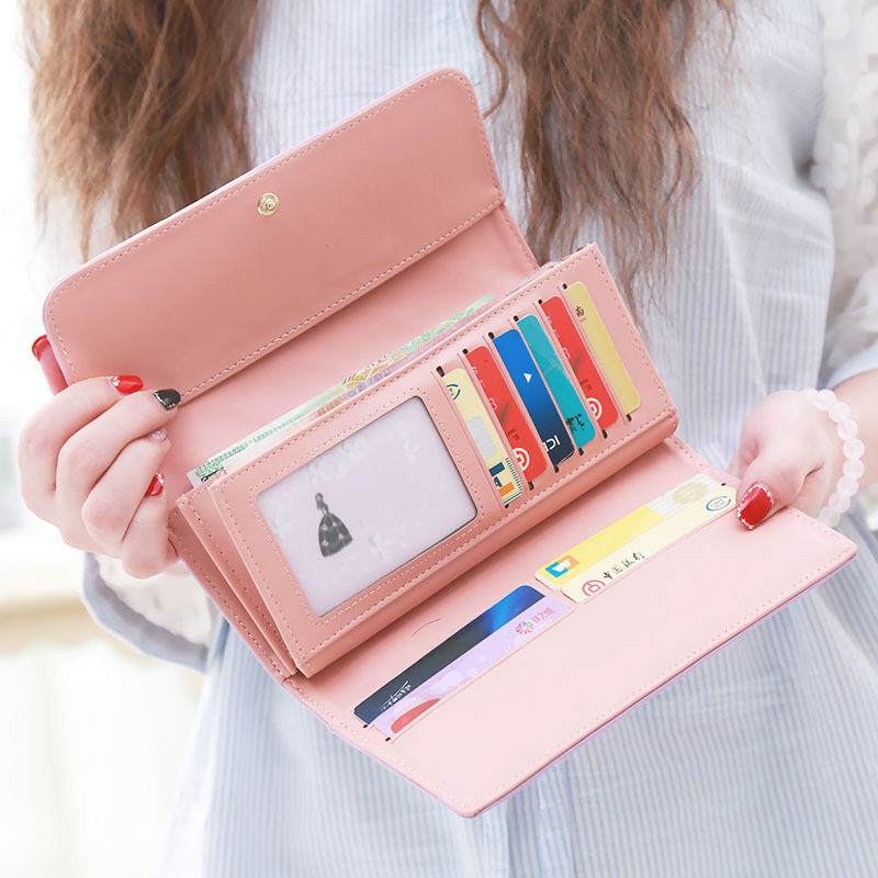 Christmas gift Women's Quilted Leather Wallet, Stylish Long Clutch with Heart Accent — image 2