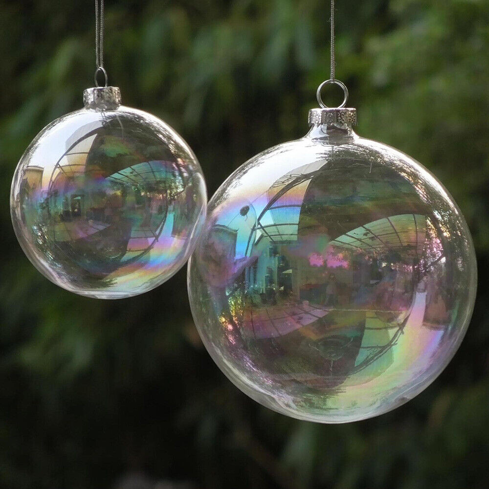 50 Wholesale Pack Glass Bauble 8cm Diameter Round Clear with Silver Cap - table or tree centrepice personal memory theme craft gift โ image 4