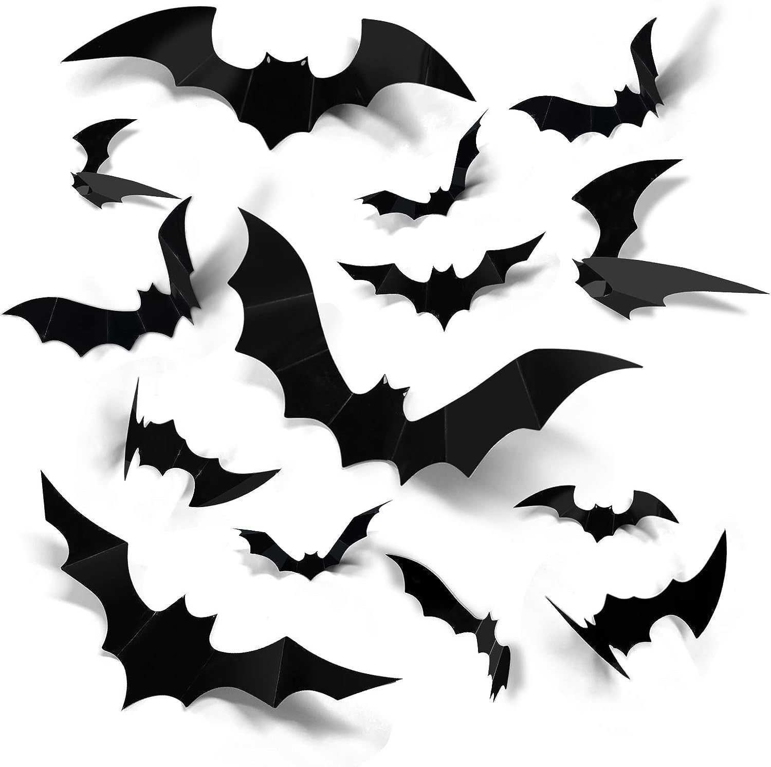 3D Realistic Scary Bats Wall Stickers 12Pcs Halloween PVC Black Bat Decorative Vampire Decals Home Kitchen Shop Wall Door Window