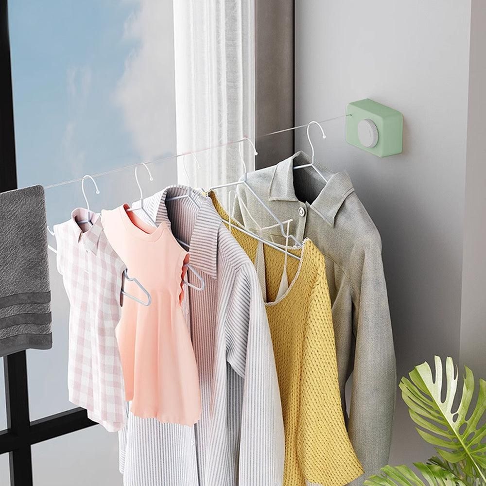 Retractable Clothes Line Wall Mounted Laundry Line for Indoor Balcony Green — image 3