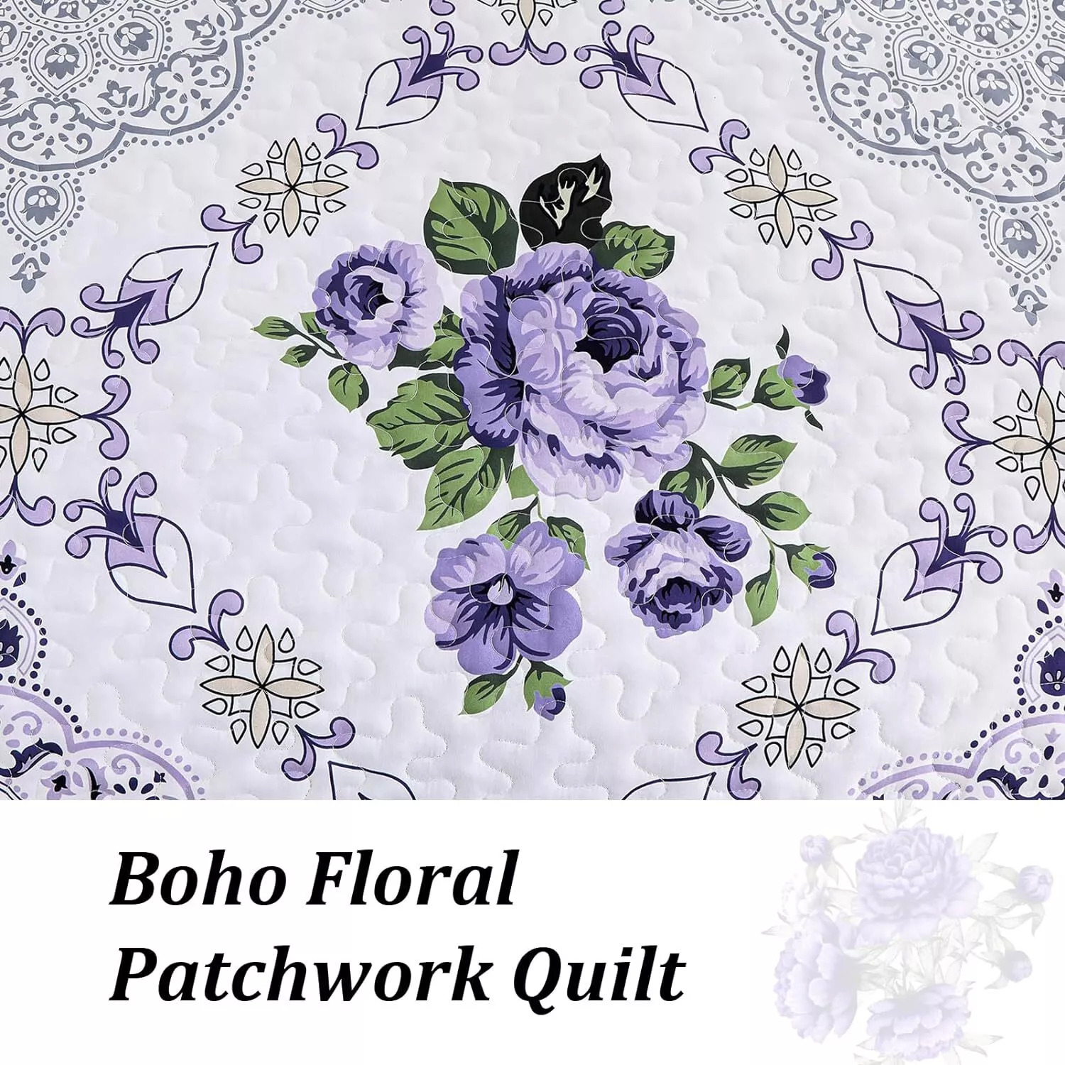 Kaleidoscopic Quilted coverlet and pillowcovers set: Burst of Colors - Queen size โ image 5
