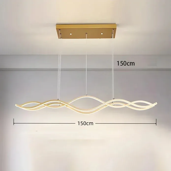 BAMDECOR A2569 1.5m Antizer Nordic Minimalist Wave Long Pendant Light (Gold) — image 5