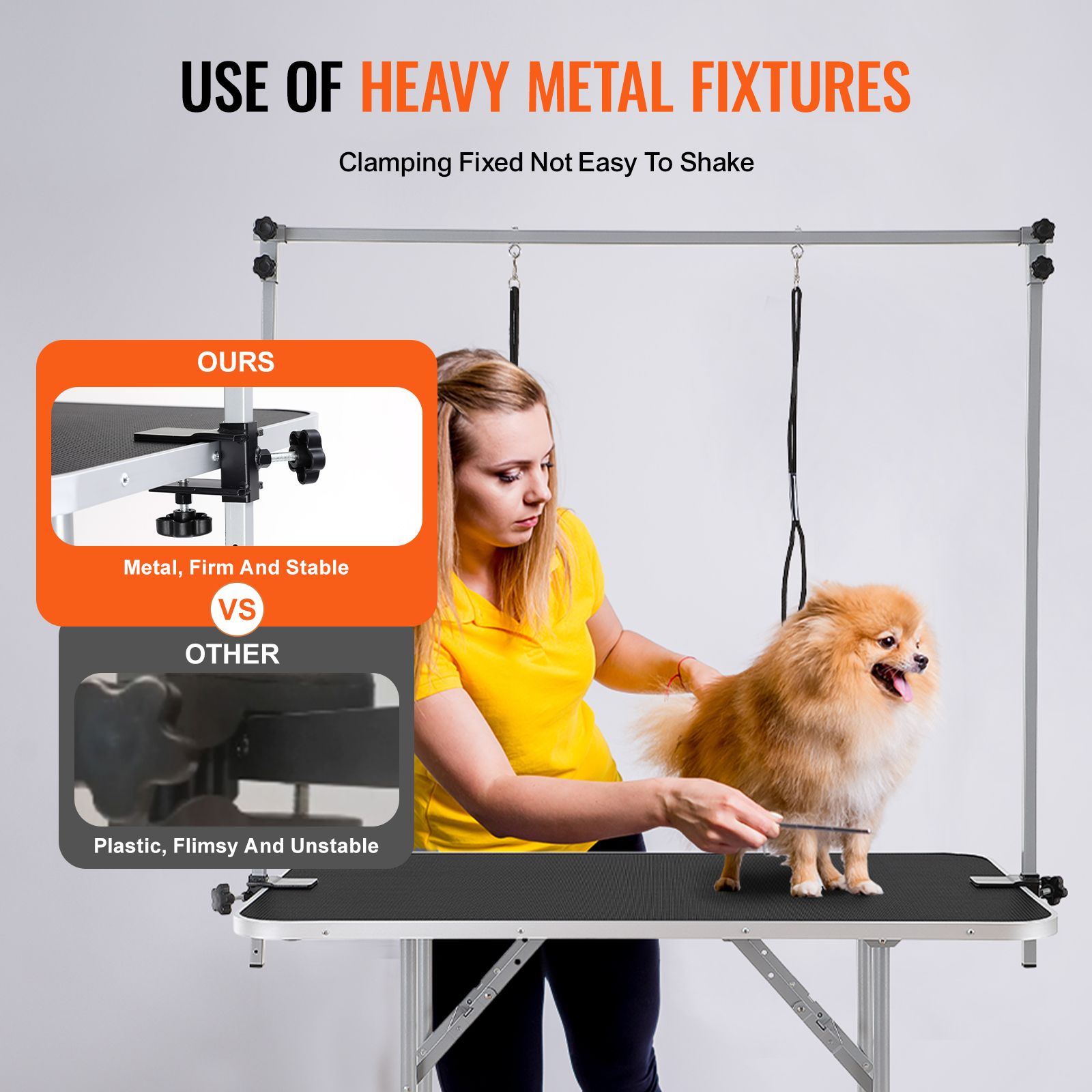 Pet Grooming Table Two Arms with Clamp, 117cm Dog Grooming Station, Foldable Pets Grooming Stand for Medium and Small Dogs, Free Two No Sit Haunch Holder with — image 3