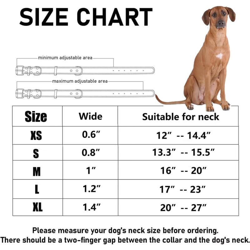 Premium Genuine Leather Dog Collar/Durable Real Leather Adjustable Collars For Male Female (size: M) — image 3