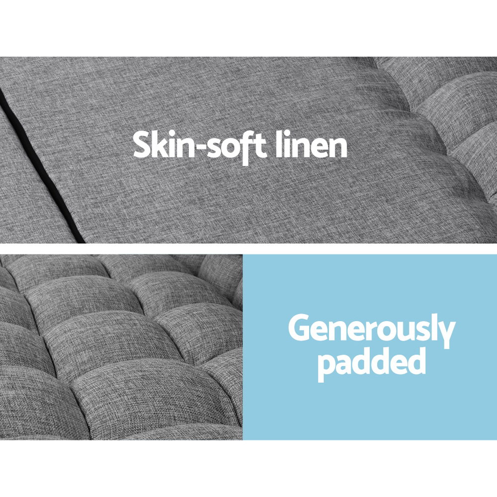 Artiss Floor Lounge Sofa Bed 2-seater Grey Fabric โ image 5