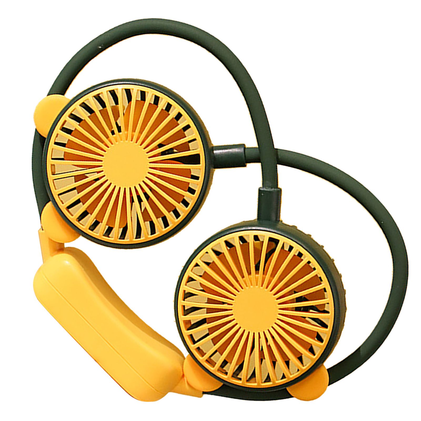 Portable Neck Fan Bendable Wearable USB Rechargeable Hand Free Mini Hanging Fan for Office Travel Green — image 4